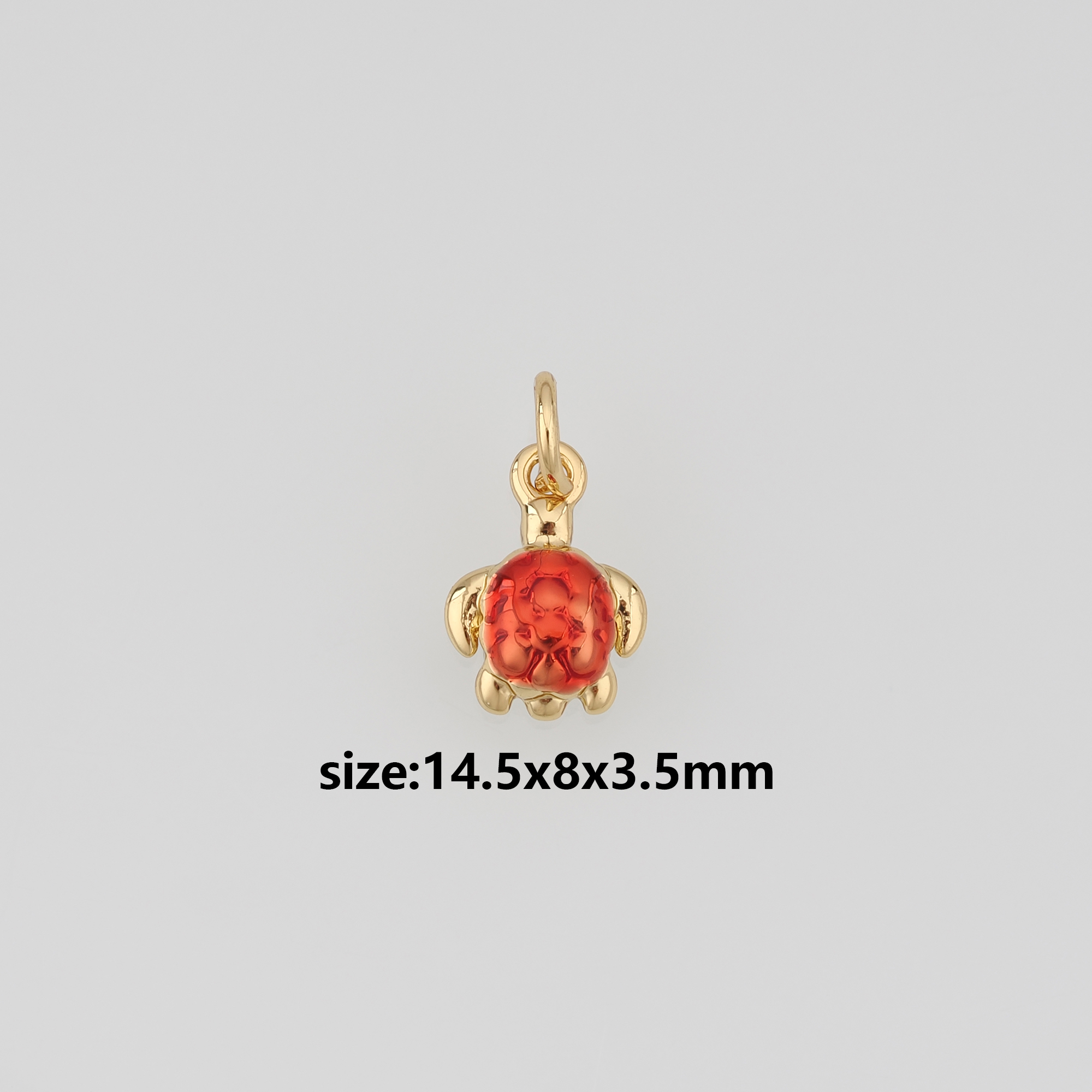 18K Gold Filled Turtle Pendant,Enamel Turtle Charm Earrings Necklace for DIY Jewelry Making Supply