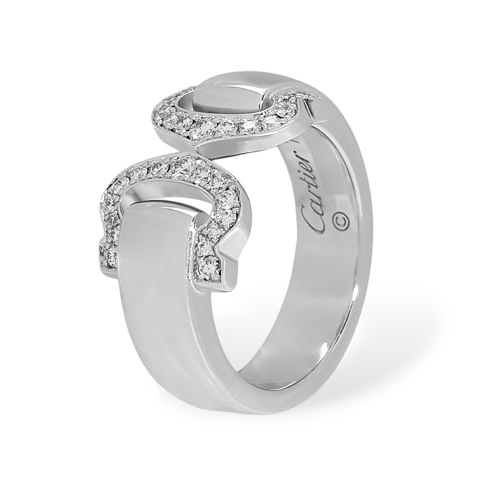 Cartier 2C Boucurse Ring 18K White Gold Diamond B4071000