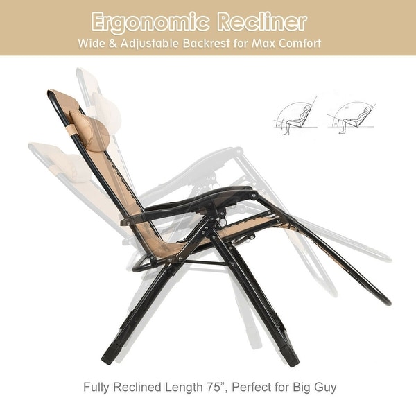 Gymax Folding Zero Gravity Lounge Chair Recliner w/ Cup Holder Tray