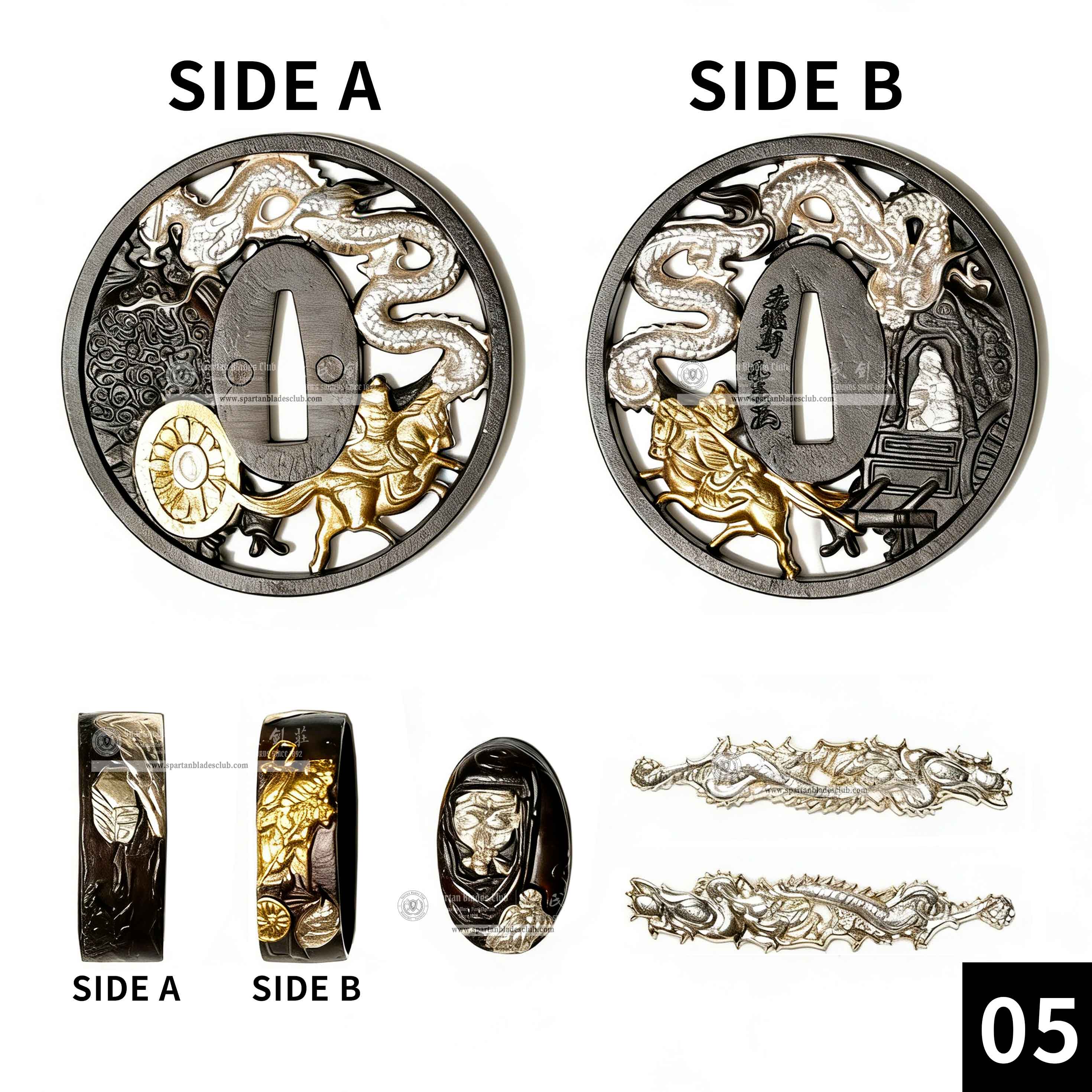 Custom Your Katana | Loong（Chinese Dragon） | Complete Set Fittings (Brass Gilded) | Spartan Blades Club | CHEN'S SWORDS 1892 - Spartan Blades Club - 陳氏劍莊1892