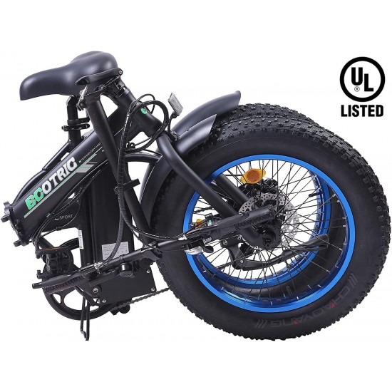 Electric Fat Tire Bicycle 20″ X 4″ Folding Bike 500W 12Ah 36V Lithium Battery Beach Mountain Snow Ebike Moped (UL Model)