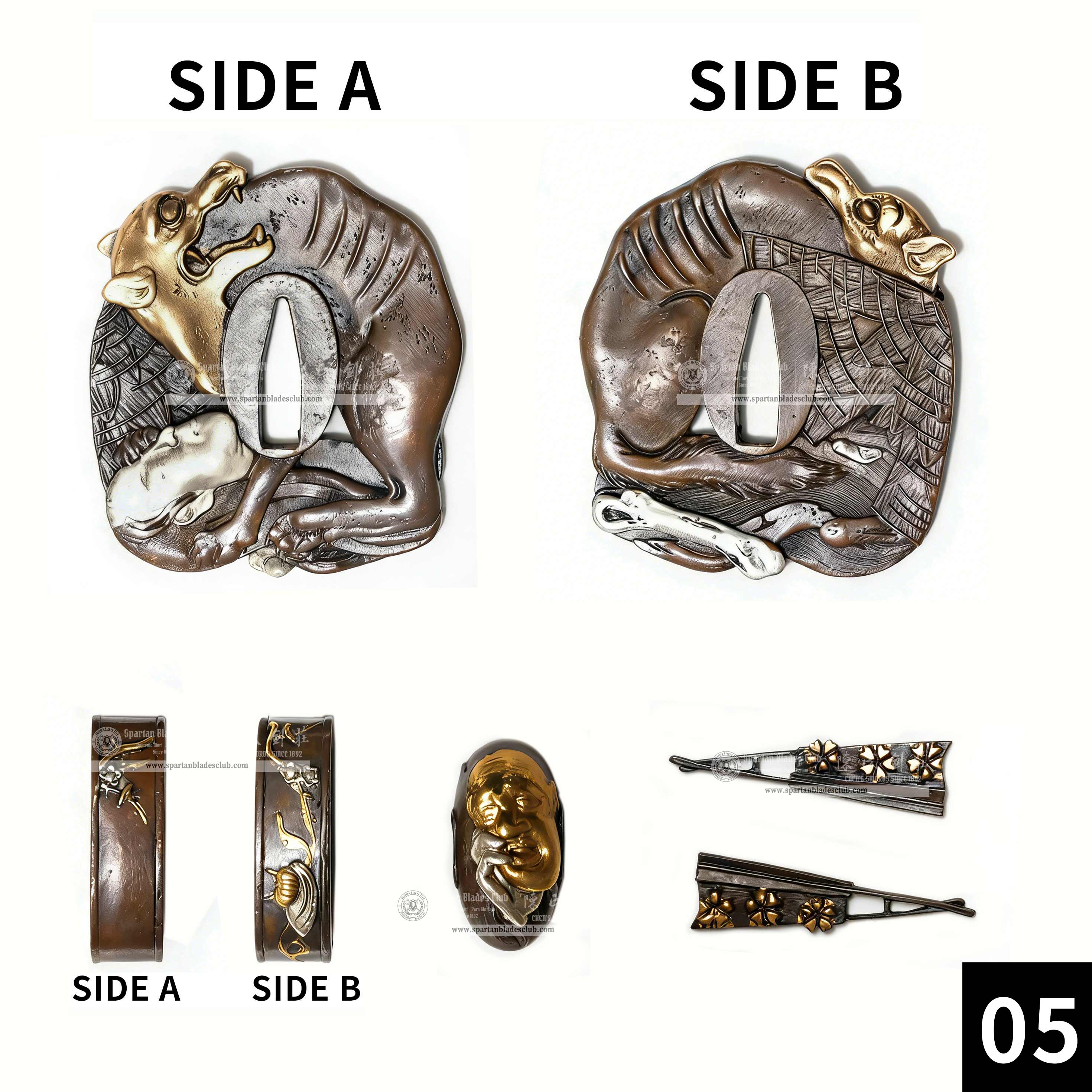 Custom Your Katana | Japanese Yokai | Complete Set Fittings (Brass Gilded) | Spartan Blades Club | CHEN'S SWORDS 1892 - Spartan Blades Club - 陳氏劍莊1892