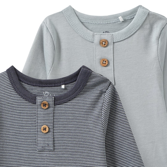 Topomini Pure Collection 2 Baby Langarmbodys aus Bio-Baumwolle