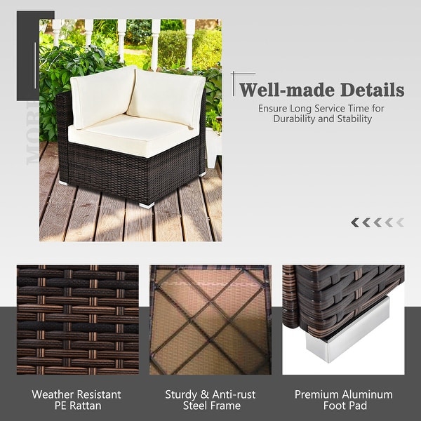 Gymax 7PCS Patio Rattan Furniture Set 42'' Fire Pit Table w/ Cover