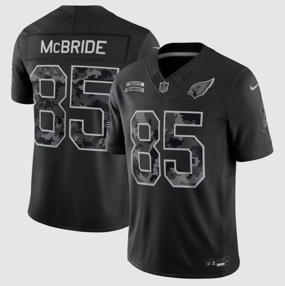Men's Arizona Cardinals Trey McBride #85 Black 2026 Salute to Service Stitched Limited Jersey