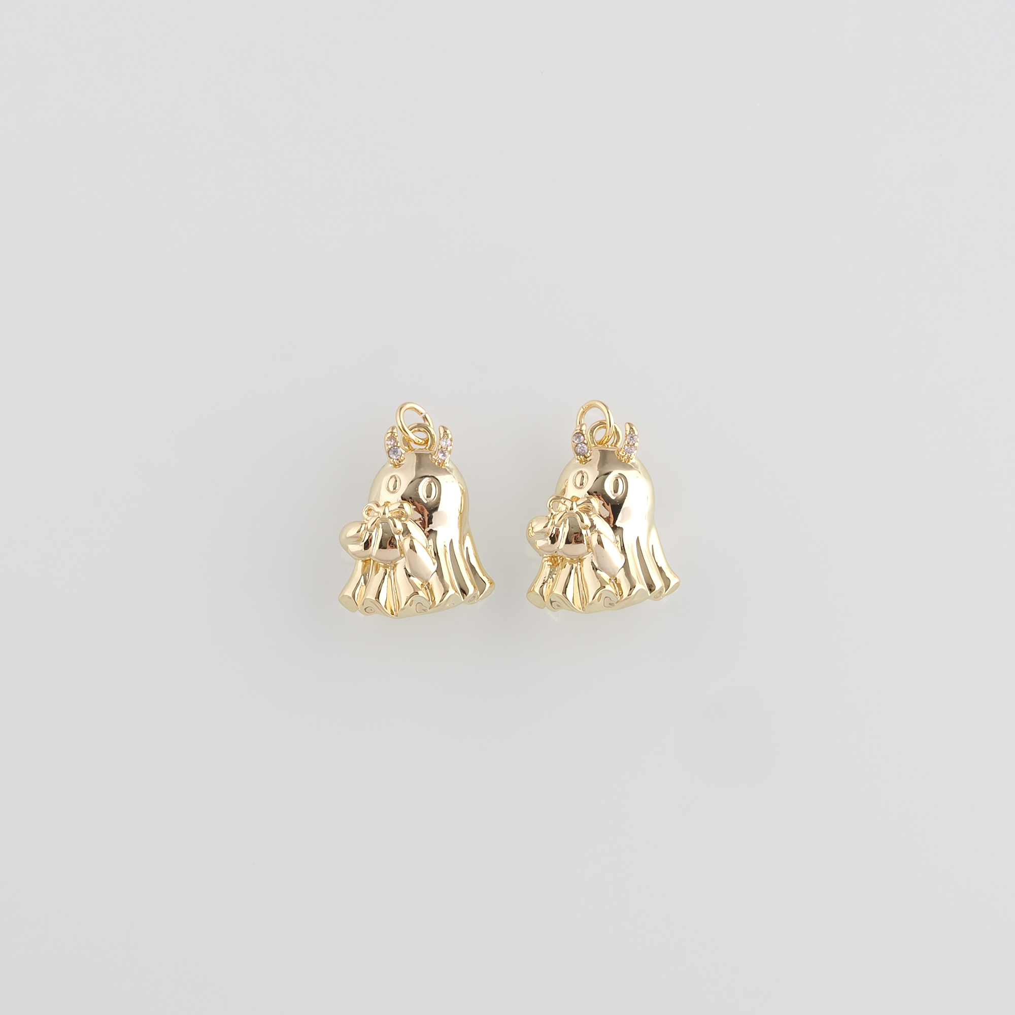 18K Gold Filled Ghost Pendant,Halloween Charm,Cute Ghost Earrings Necklace for DIY Jewelry Making Supply