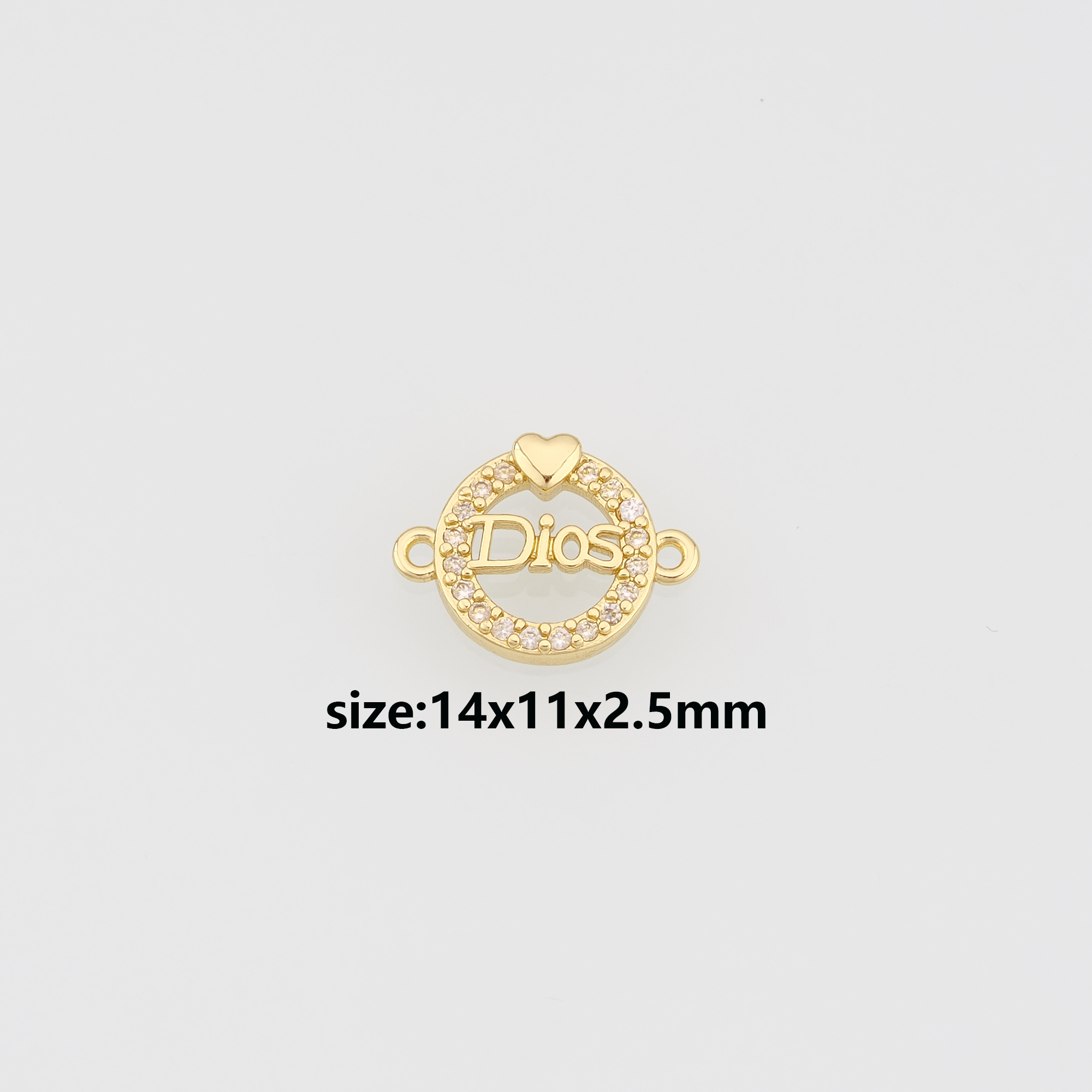 18K Gold Filled Dios Connector,CZ Micro Pave Dios Charm Necklace Bracelet for DIY Jewelry Making Supply
