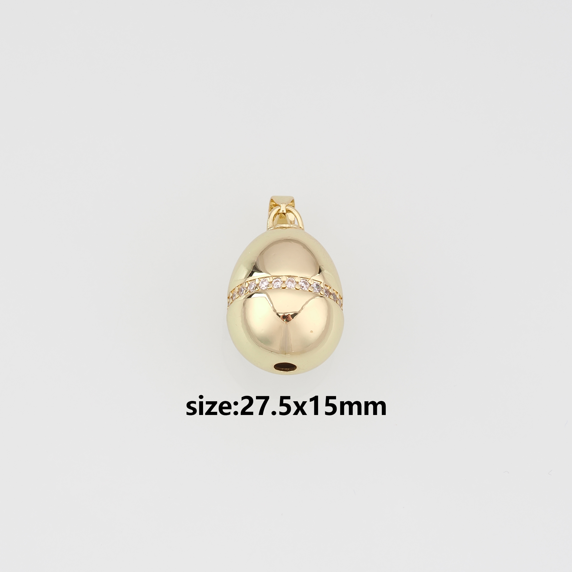 18K Gold Filled Egg Pendant,CZ Micro Pave Egg Charm Earrings Necklace for DIY Jewelry Making Supply