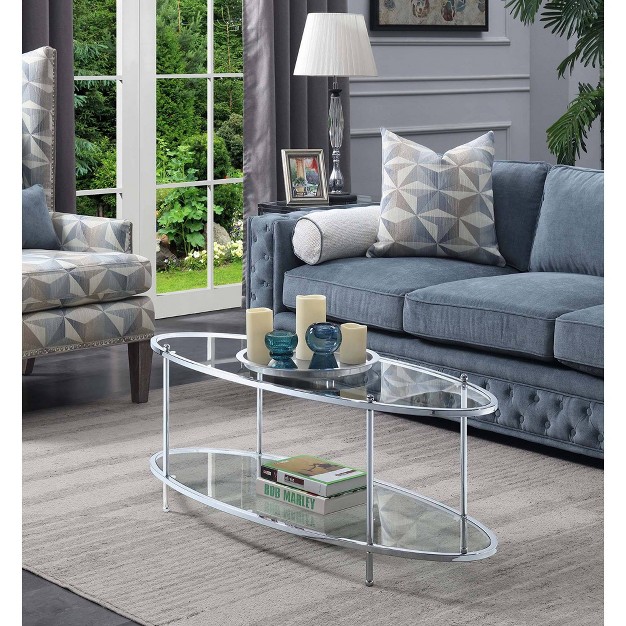 Royal Crest Oval Coffee Table Chrome Breighton Home
