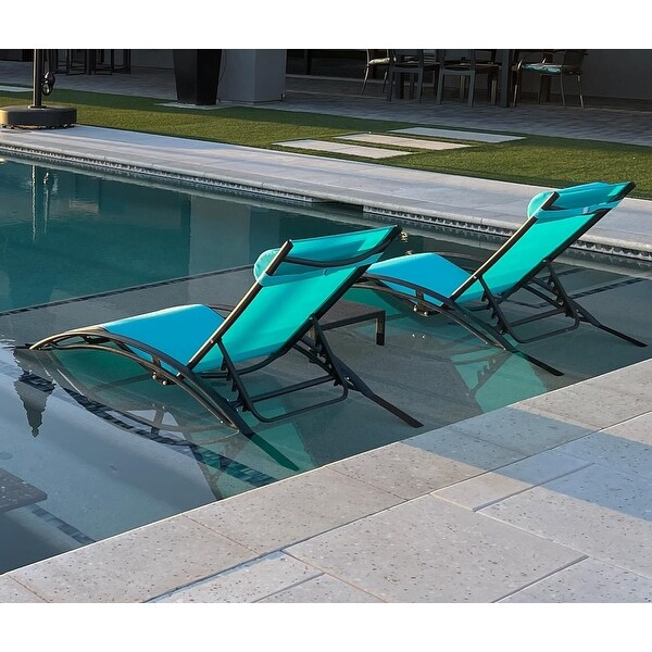PURPLE LEAF Patio Chaise Lounge Set Outdoor Beach Pool Sunbathing Lawn Lounger Recliner Chair Side Table Included
