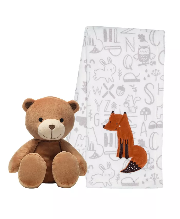 Bedtime Originals Plush Bear Stuffed Animal and Fox Baby Blanket Gift Set