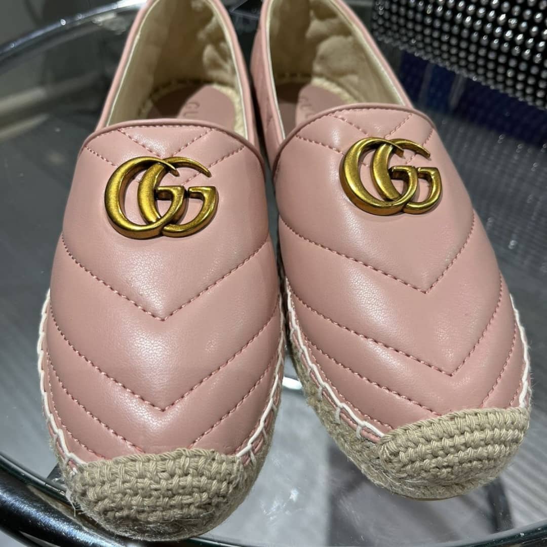 Gucci Leather Espadrille With Double G Pink