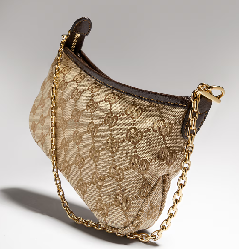 GUCCI Gossip small shoulder bag sand and brown GG canvas