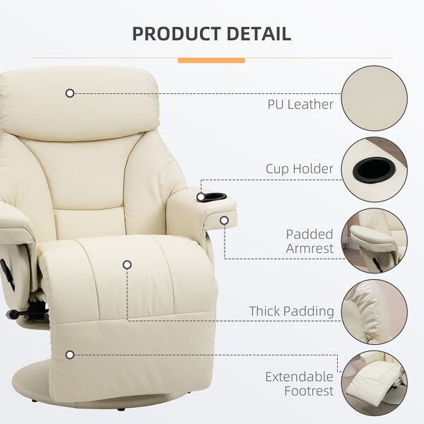 Considerate Design 360�� Swivel Manual Recliner with Cup Holder,Modern Lounge Armchair with Side Pocket