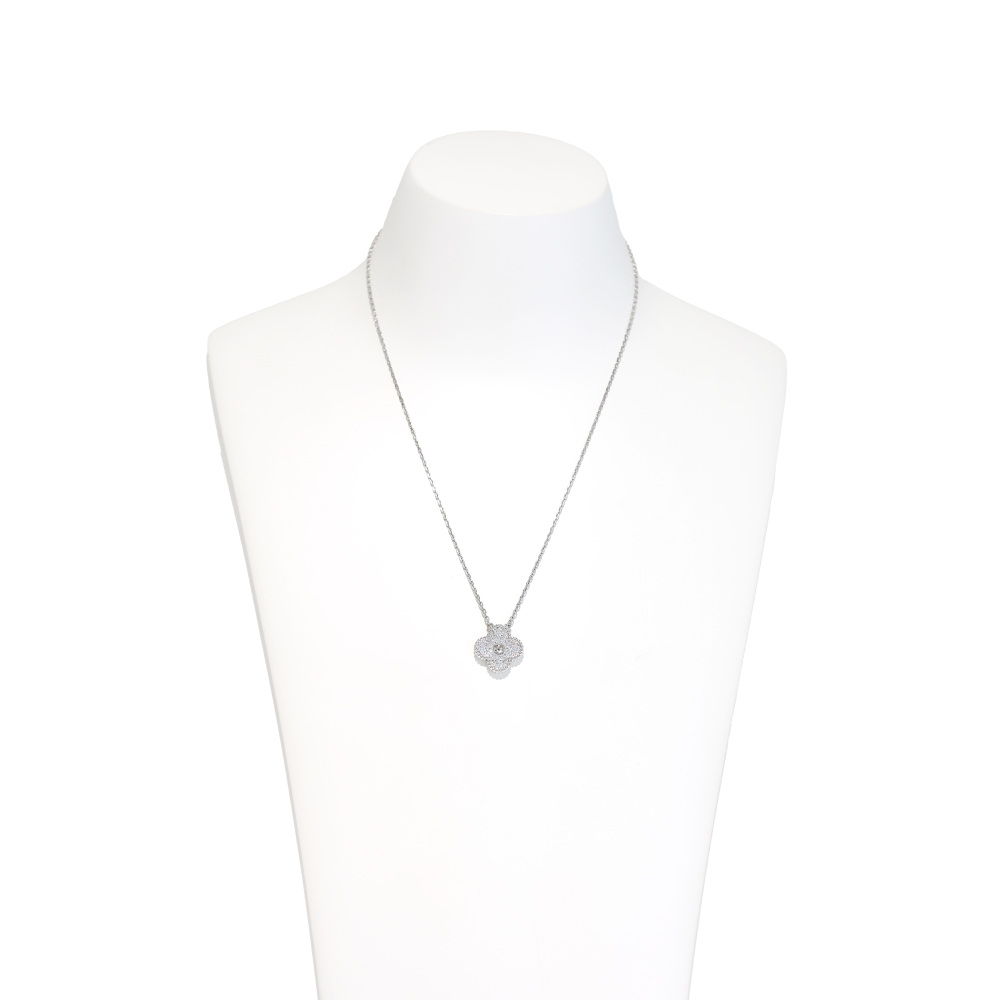 Van Cleef & Arpels Vintage Alhambra Necklace 18K White Gold Diamond VCARA46100
