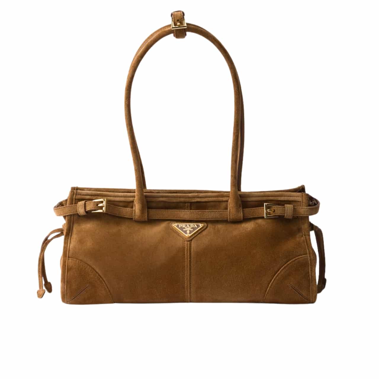 Prada Medium Suede Handbag Cinnamon 32Cm