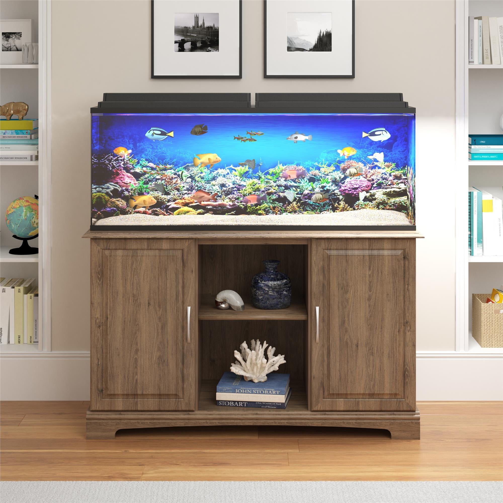 Ameriwood Home Alta Vista 50 – 75 Gallon Aquarium Stand, Rustic Oak