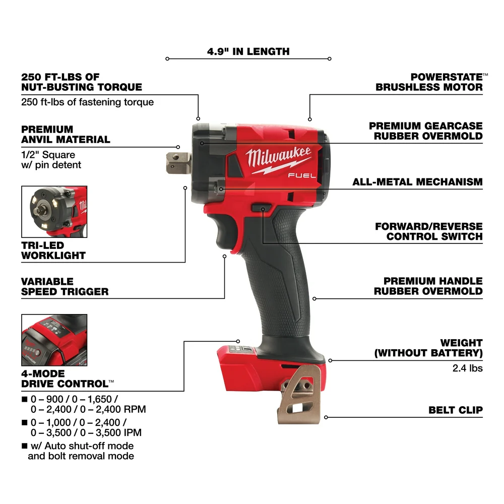 2026 Milwaukee 2855P-20 M18 FUEL 18V 1/2