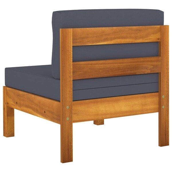 vidaXL Middle Sofas 2 pcs with Dark Gray Cushions Solid Acacia Wood