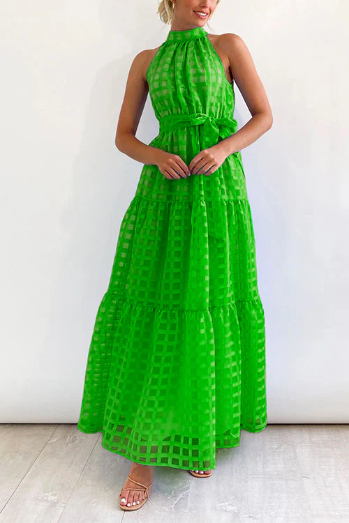 Ruffle Tiered Maxi Dress with Tie WaistClistos