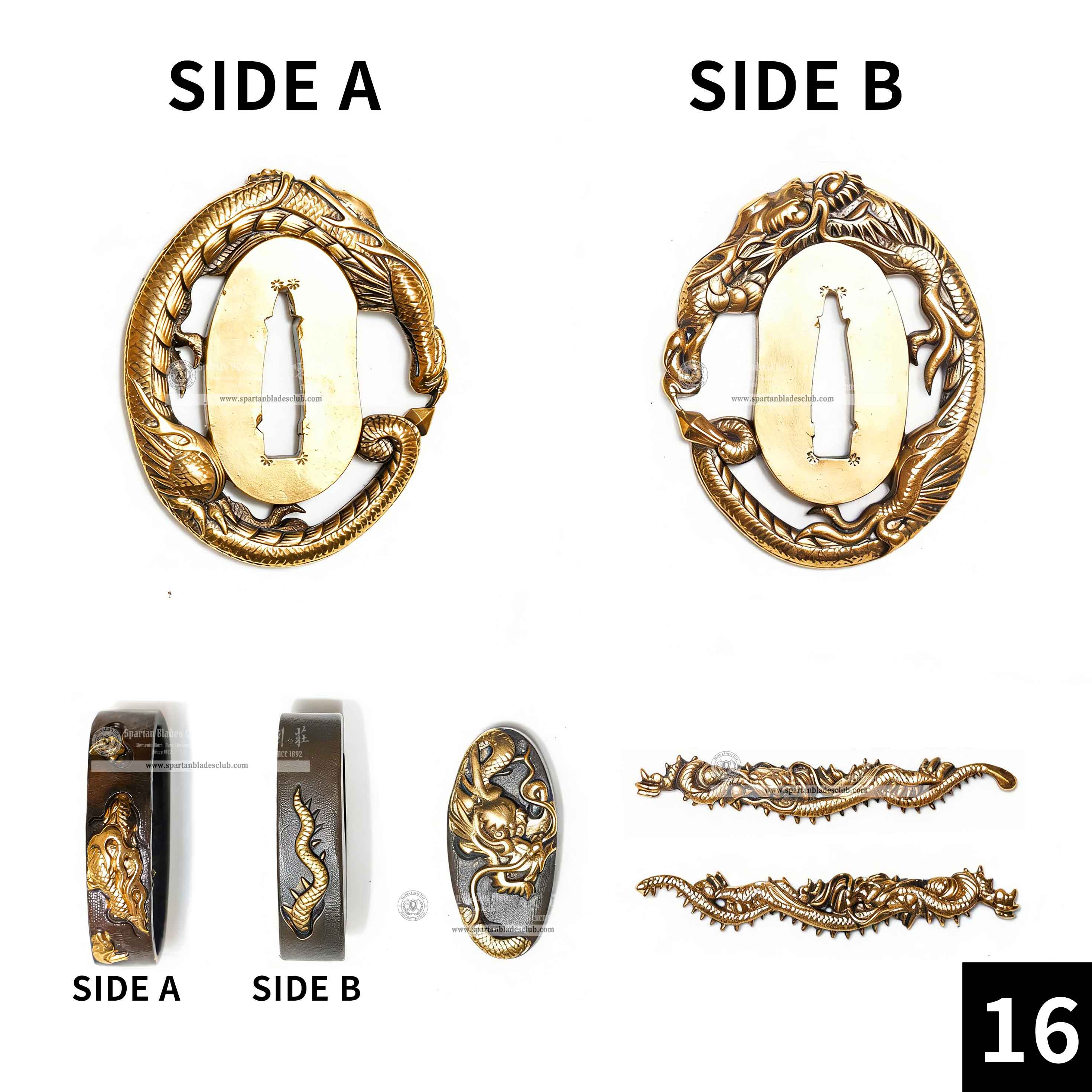 Custom Your Katana | Loong（Chinese Dragon） | Complete Set Fittings (Brass Gilded) | Spartan Blades Club | CHEN'S SWORDS 1892 - Spartan Blades Club - 陳氏劍莊1892