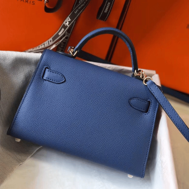 Hermès Kelly Mini II Bag Blue 7.5 Inches