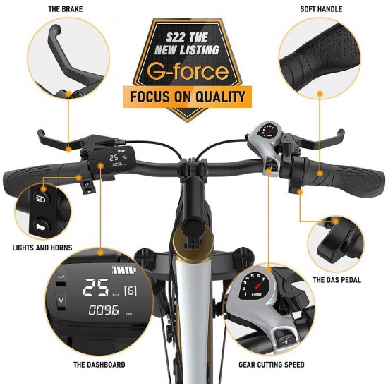 Electric Bike for Adults 48V 20Mph Brushless Motor SHIMAMO 7 Speed Lithium Battery 26″ 2.0″ Tire Bike Mountain Ebike