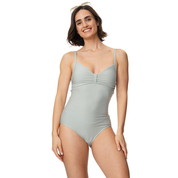 Famy Damen Shape-Badeanzug mit Seersucker-Streifen