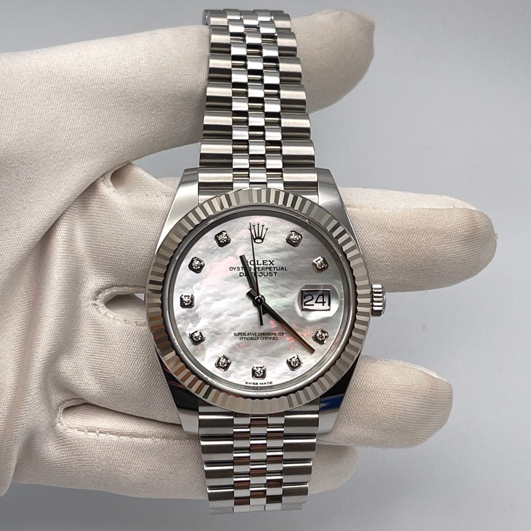 Rolex Datejust 41 126334 Stainless Steel Diamond Mother Of Pearl Dial Jubilee