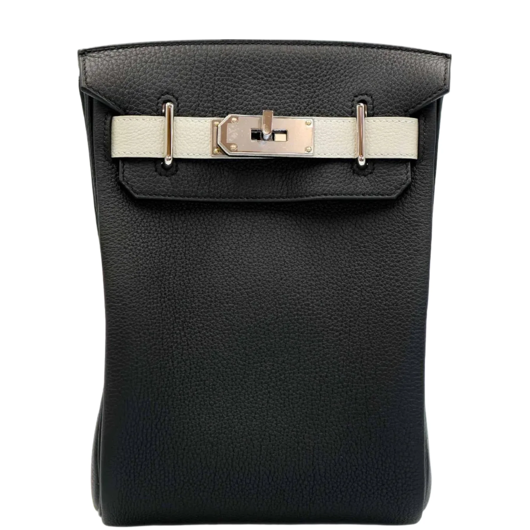 Hermès HAC à Dos PM HSS Noir Togo and Craie Swift Palladium Hardware