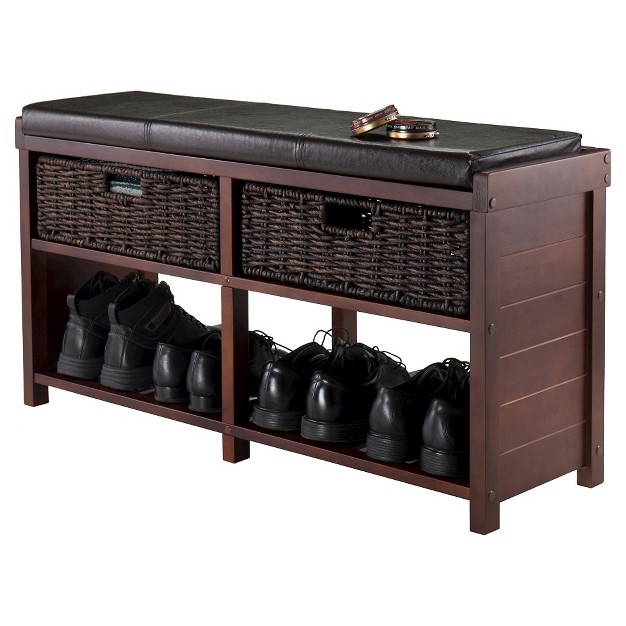 Colin Entryway Storage Bench With Cushion Cappuccino Winsome