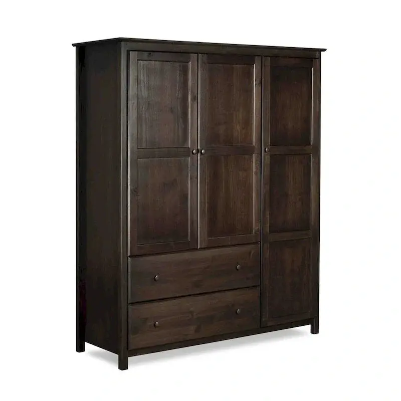 Shaker-Style Grain Wood Armoire – 3-Door Solid Wood Wardrobe (60″W x 72″H x 22″D)