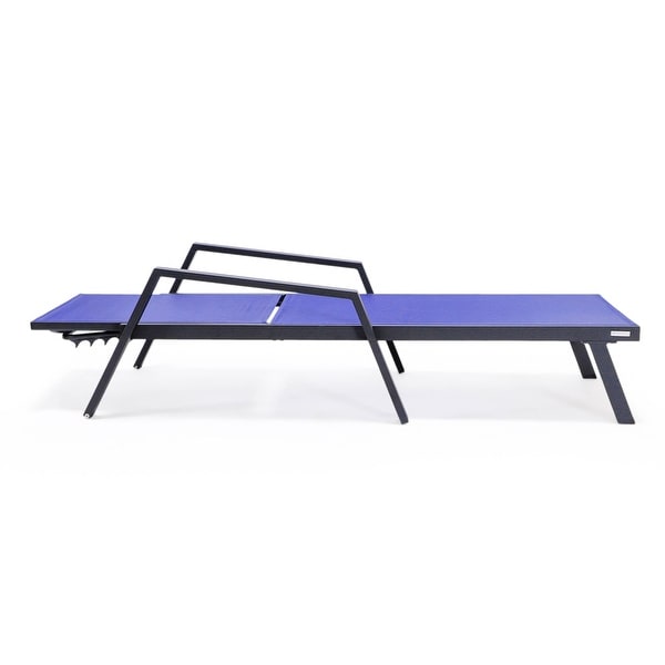 Aluminum Beach Pool Sun Lounge Chair Sling Mesh Fabric With Arms,Stackable Chaise Lounger (Set of 2)