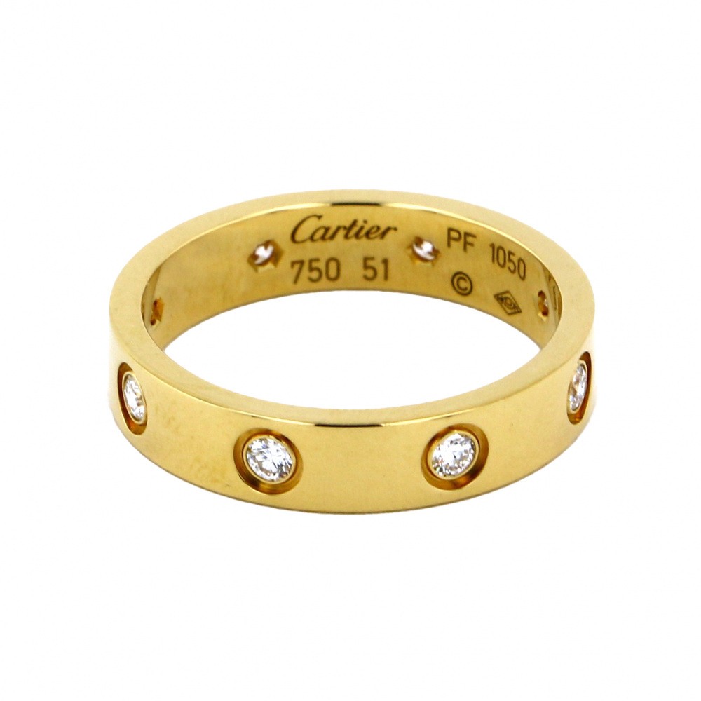 Cartier Love 8P Diamond Ring 18K Yellow Gold