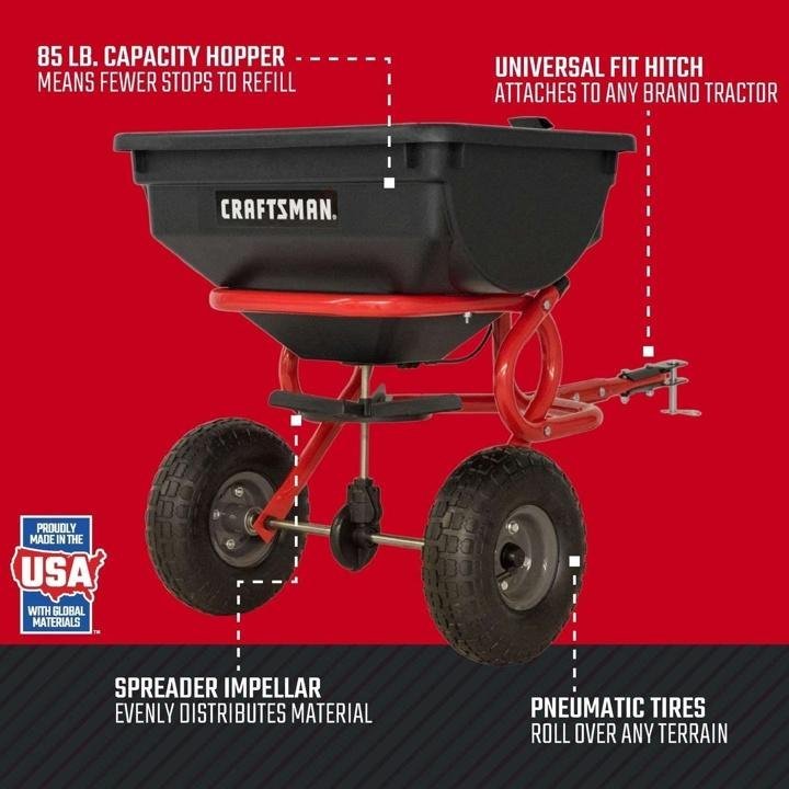 craftsman-85-lb Tow Broadcast Spreader, Red