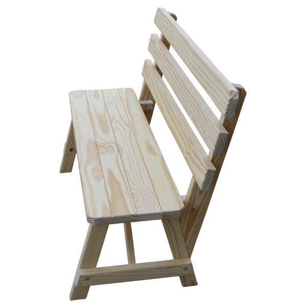 Yellow Pine Traditional Backed Bench 4ft / Gray Stain
