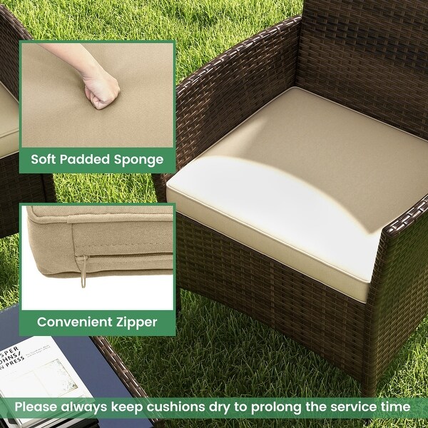 Costway 4 PCS Patio Furniture Set with Washable Cushions and Tempered