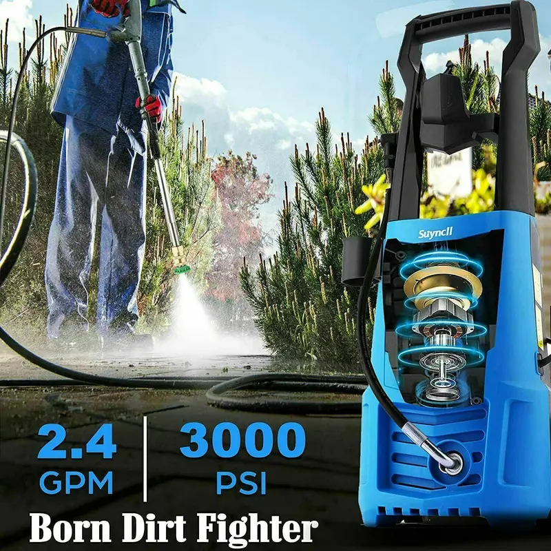 Suyncll 3000 PSI Electric Pressure Washer – 2.4 GPM Heavy-Duty Cleaning System