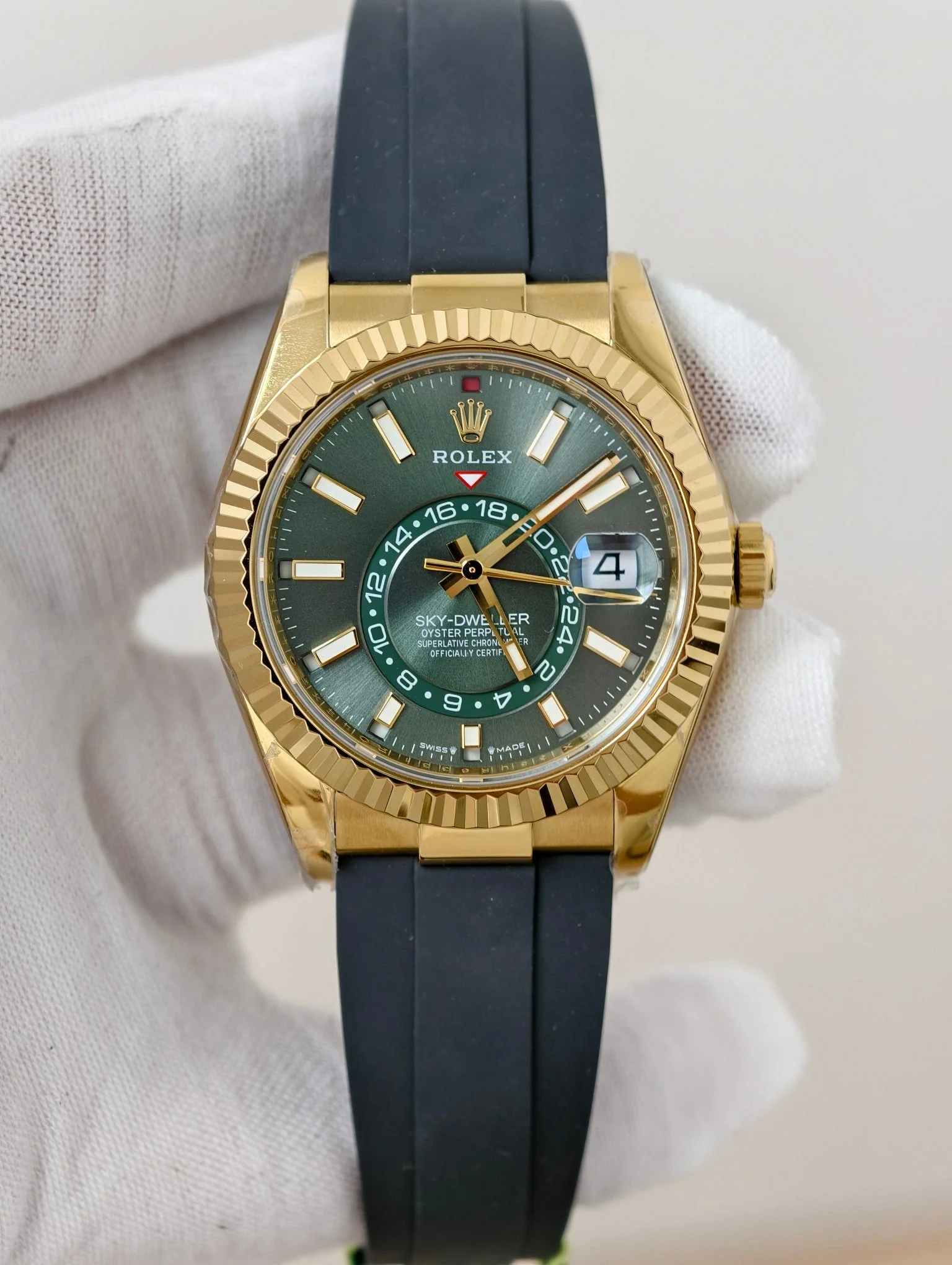 Rolex Sky-Dweller 42mm Gold Case Green Dial