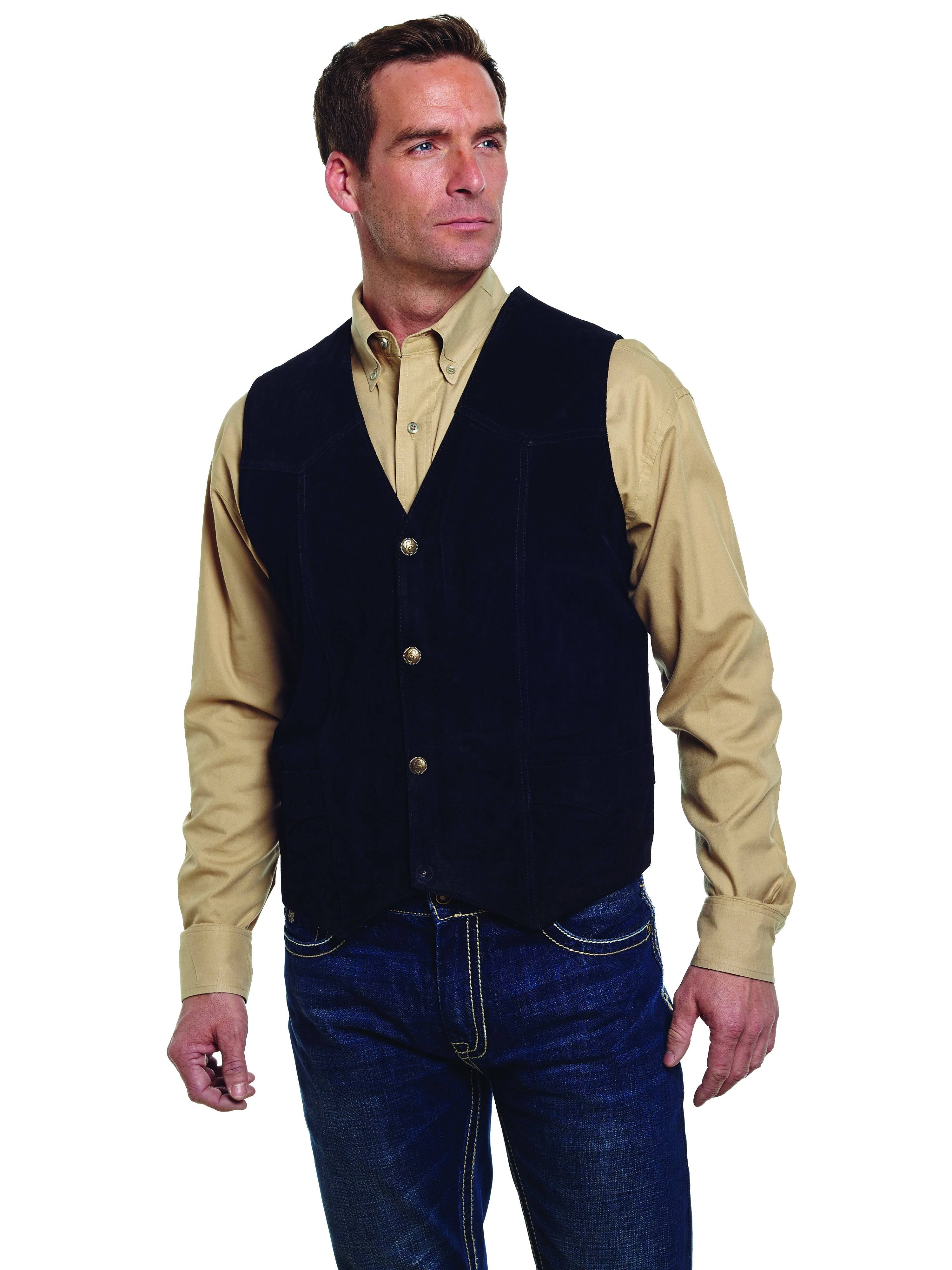 Cripple Creek Men&s Suede Leather Vest Black Medium