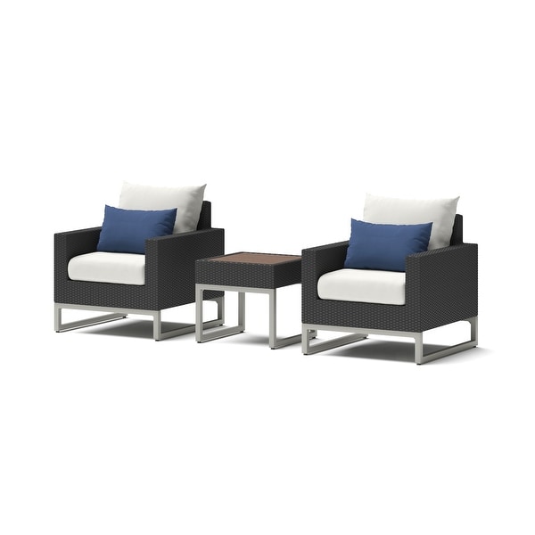 Milo Espresso 3 Piece Sunbrella Outdoor Patio Club Chairs and Side Table