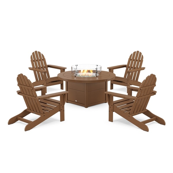 POLYWOOD Classic Adirondack 5Piece Conversation Set with Fire Pit Table