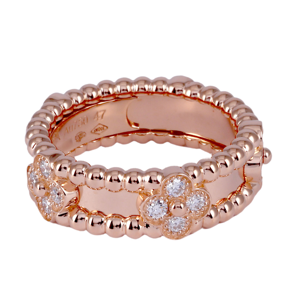 Van Cleef & Arpels Perlée Clovers Sweet Clover Ring 18K Rose Gold Diamond VCARP6ML00