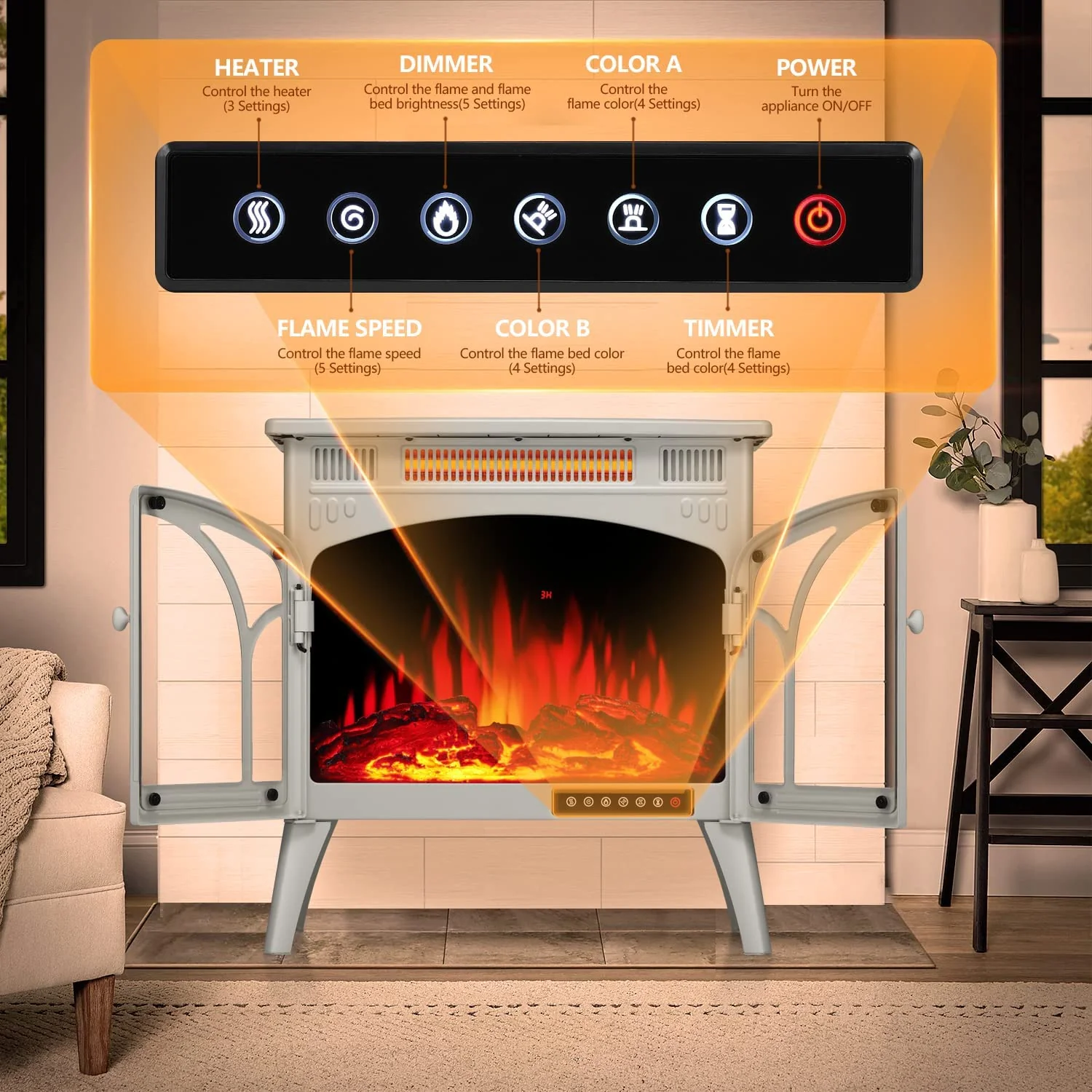 25 Inches 3D Infrared Free Standing Electric Fireplace Stove S230B