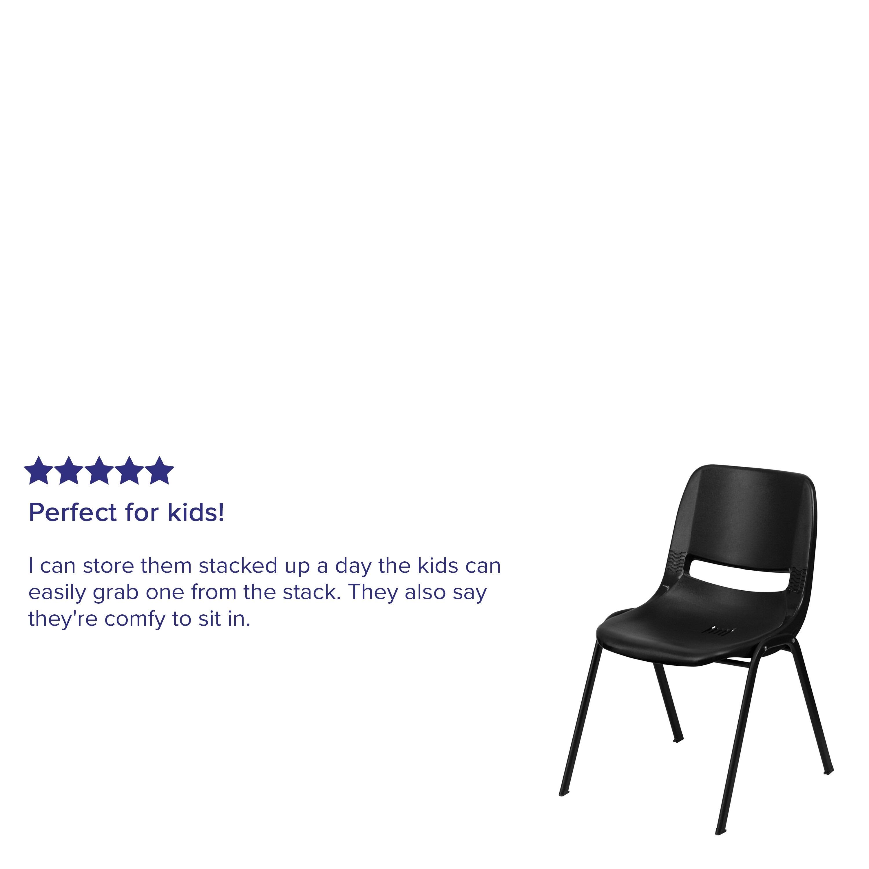 Lancaster Home Plastic Black Stacking Chair Black