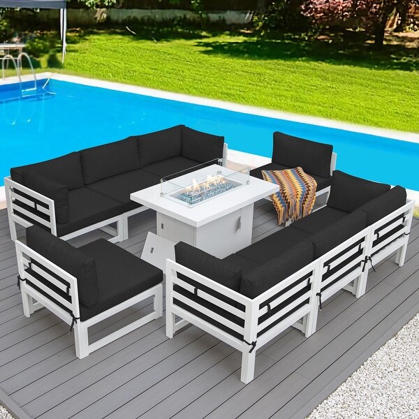 Nicesoul White Aluminum Modern Patio Furniture Sectional Sofa Set with Cushion