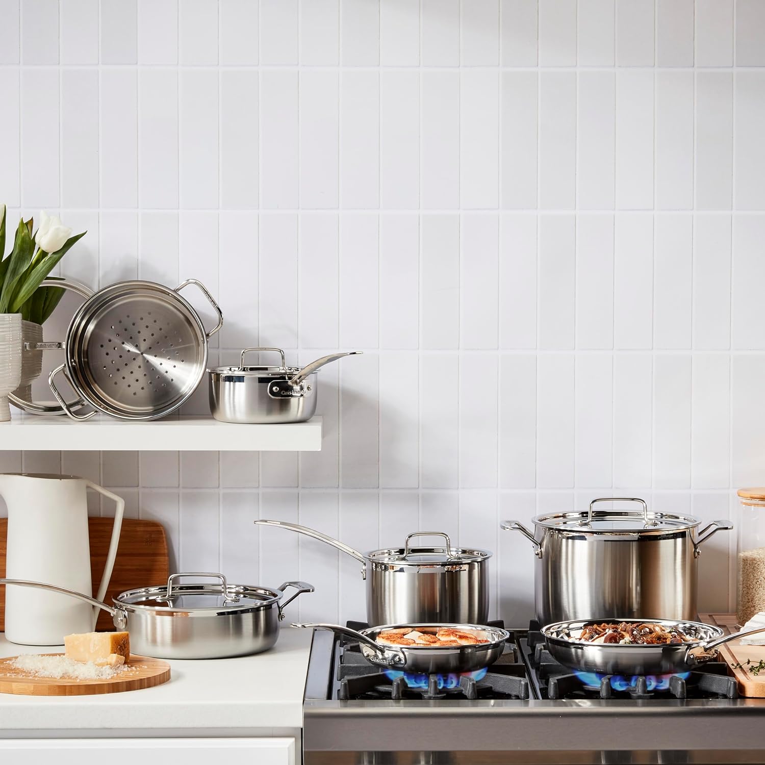 MultiClad Pro Stainless-Steel Cookware 13-Piece Cookware Set, Silver