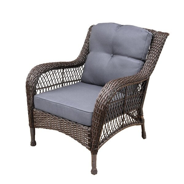 6piece Resin Wicker Patio Furniture Conversation Set with High Back
