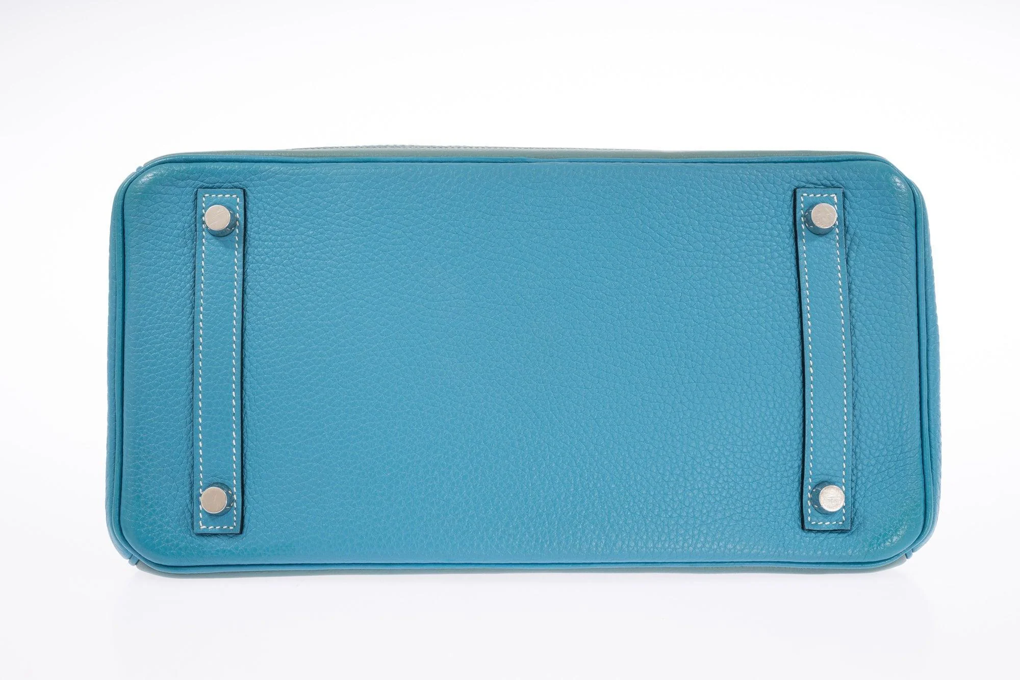 Hermès Birkin 30 Grizzly Ghillies Gris Perle Doblis, Ciel Evercolor & Turquoise Clémence Palladium Hardware