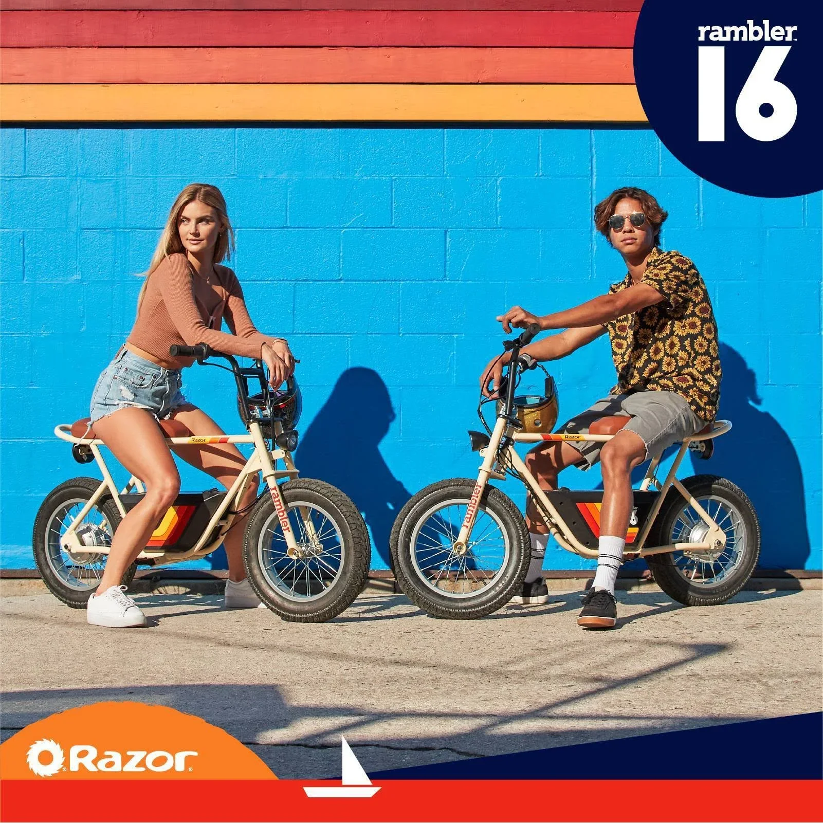 Razor Rambler 16 36V Seated Electric Scooter, Up to 15 MPH, Retro Style Minibike for Teen & Adult